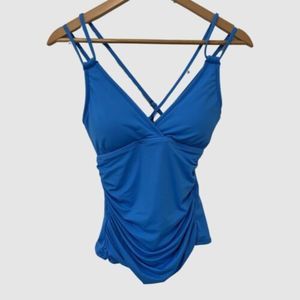 La Blanca Women's Standard Island Goddess Underwire Surplice Mio Tankini Top US6